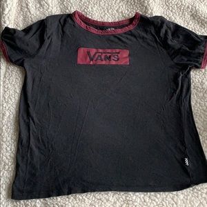 this is a small black & maroon Vans crop top :)